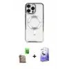 ieg™ iPhone 16 Pro Max Kılıf Nova Işık Özel Seri - Siyah Bilvis 5in1 5D Magic Hayalet Cam Ekran Koruyucu + Raze Metal Kamera Lens - CLTM