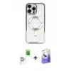 ieg™ iPhone 16 Pro Max Kılıf Nova Işık Özel Seri - Siyah Bilvis 5in1 5D Magic Hayalet Cam Ekran Koruyucu + Raze Metal Kamera Lens - BZ