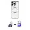 ieg™ iPhone 16 Pro Max Kılıf Nova Işık Özel Seri - Siyah Bilvis 5in1 5D Magic Hayalet Cam Ekran Koruyucu + Bilvis Titan Kamera Lens - GS