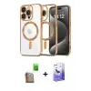 ieg™ iPhone 16 Pro Max Kılıf Nova Işık Özel Seri - Siyah Bilvis 5in1 5D Magic Hayalet Cam Ekran Koruyucu + Raze Metal Kamera Lens - CLTM