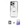 ieg™ iPhone 16 Pro Max Kılıf Nova Işık Özel Seri - Siyah Bilvis 5in1 5D Magic Hayalet Cam Ekran Koruyucu + PVD Metal Kamera Lens - GS
