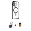 ieg™ iPhone 16 Pro Max Kılıf Nova Işık Özel Seri - Siyah Buffer Cam Ekran Koruyucu + Bilvis Titan Kamera Lens - GS