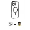 ieg™ iPhone 16 Pro Max Kılıf Nova Işık Özel Seri - Siyah Buffer Cam Ekran Koruyucu + Pers Alüminyum Kamera Lens - GS
