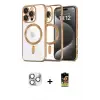 ieg™ iPhone 16 Pro Max Kılıf Nova Işık Özel Seri - Siyah Buffer Cam Ekran Koruyucu + Pers Alüminyum Kamera Lens - GS