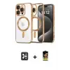 ieg™ iPhone 16 Pro Max Kılıf Nova Işık Özel Seri - Siyah Buffer Cam Ekran Koruyucu + PVD Metal Kamera Lens - SH