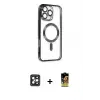 ieg™ iPhone 16 Pro Max Kılıf Nova Işık Özel Seri - Siyah Buffer Cam Ekran Koruyucu + PVD Metal Kamera Lens - SH
