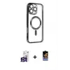 ieg™ iPhone 16 Pro Max Kılıf Nova Işık Özel Seri - Siyah Buffer Hayalet Cam Ekran Koruyucu + Bilvis Titan Kamera Lens - TMGI