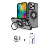 ieg™ iPhone 16 Pro Max Kılıf Nova Minimal Serisi - Siyah Bilvis 3X AR HD Cam Ekran Koruyucu + Pers Alüminyum Kamera Lens - GS