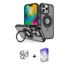 ieg™ iPhone 16 Pro Max Kılıf Nova Minimal Serisi - Siyah Bilvis 5in1 3D Magic Cam Ekran Koruyucu + Pers Alüminyum Kamera Lens - GS