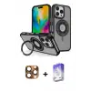 ieg™ iPhone 16 Pro Max Kılıf Nova Minimal Serisi - Siyah Bilvis 5in1 3D Magic Cam Ekran Koruyucu + Pers Alüminyum Kamera Lens - CLTM