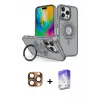 ieg™ iPhone 16 Pro Max Kılıf Nova Minimal Serisi - Siyah Bilvis 5in1 3D Magic Cam Ekran Koruyucu + Pers Alüminyum Kamera Lens - CLTM