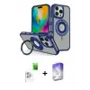 ieg™ iPhone 16 Pro Max Kılıf Nova Minimal Serisi - Siyah Bilvis 5in1 3D Magic Cam Ekran Koruyucu + Raze Metal Kamera Lens - BZ