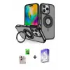 ieg™ iPhone 16 Pro Max Kılıf Nova Minimal Serisi - Siyah Bilvis 5in1 3D Magic Cam Ekran Koruyucu + Raze Metal Kamera Lens - NLGY