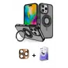 ieg™ iPhone 16 Pro Max Kılıf Nova Minimal Serisi - Siyah Bilvis 5in1 5D Magic Hayalet Cam Ekran Koruyucu + Pers Alüminyum Kamera Lens - CLTM