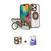 ieg™ iPhone 16 Pro Max Kılıf Nova Minimal Serisi - Siyah Bilvis 5in1 5D Magic Hayalet Cam Ekran Koruyucu + Pers Alüminyum Kamera Lens - CLTM