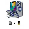 ieg™ iPhone 16 Pro Max Kılıf Nova Minimal Serisi - Siyah Buffer Cam Ekran Koruyucu + PVD Metal Kamera Lens - SH