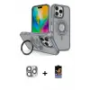 ieg™ iPhone 16 Pro Max Kılıf Nova Minimal Serisi - Siyah Buffer Hayalet Cam Ekran Koruyucu + Pers Alüminyum Kamera Lens - GI