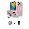 ieg™ iPhone 16 Pro Max Kılıf Nova Minimal Serisi - Siyah Buffer Hayalet Cam Ekran Koruyucu + Pers Alüminyum Kamera Lens - GI