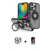 ieg™ iPhone 16 Pro Max Kılıf Nova Minimal Serisi - Siyah Buffer Hayalet Cam Ekran Koruyucu + Pers Alüminyum Kamera Lens - GI
