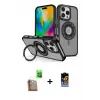 ieg™ iPhone 16 Pro Max Kılıf Nova Minimal Serisi - Siyah Buffer Hayalet Cam Ekran Koruyucu + Raze Metal Kamera Lens - CLTM
