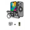 ieg™ iPhone 16 Pro Max Kılıf Nova Minimal Serisi - Siyah Joko Magic 5D Hayalet Cam + Pers Alüminyum Kamera Lens - GI