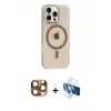 ieg™ iPhone 16 Pro Max Kılıf Pusula Form Özel Seri - Siyah 3D Antistatik Cam Ekran Koruyucu + Pers Alüminyum Kamera Lens - CLTM