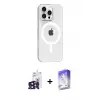 ieg™ iPhone 16 Pro Max Kılıf Pusula Form Özel Seri - Siyah Bilvis 5in1 3D Magic Cam Ekran Koruyucu + Bilvis Titan Kamera Lens - SH