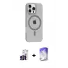 ieg™ iPhone 16 Pro Max Kılıf Pusula Form Özel Seri - Siyah Bilvis 5in1 3D Magic Cam Ekran Koruyucu + Bilvis Titan Kamera Lens - TMGI