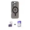 ieg™ iPhone 16 Pro Max Kılıf Pusula Form Özel Seri - Siyah Bilvis 5in1 3D Magic Cam Ekran Koruyucu + Bilvis Titan Kamera Lens - SH
