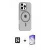 ieg™ iPhone 16 Pro Max Kılıf Pusula Form Özel Seri - Siyah Bilvis 5in1 3D Magic Cam Ekran Koruyucu + PVD Metal Kamera Lens - SH
