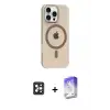 ieg™ iPhone 16 Pro Max Kılıf Pusula Form Özel Seri - Siyah Bilvis 5in1 3D Magic Cam Ekran Koruyucu + PVD Metal Kamera Lens - SH