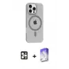 ieg™ iPhone 16 Pro Max Kılıf Pusula Form Özel Seri - Siyah Bilvis 5in1 3D Magic Cam Ekran Koruyucu + PVD Metal Kamera Lens - GD