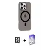 ieg™ iPhone 16 Pro Max Kılıf Pusula Form Özel Seri - Siyah Bilvis 5in1 3D Magic Cam Ekran Koruyucu + PVD Metal Kamera Lens - SH