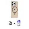 ieg™ iPhone 16 Pro Max Kılıf Pusula Form Özel Seri - Siyah Bilvis 5in1 3D Magic Cam Ekran Koruyucu + PVD Metal Kamera Lens - GD