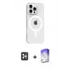 ieg™ iPhone 16 Pro Max Kılıf Pusula Form Özel Seri - Siyah Bilvis 5in1 3D Magic Cam Ekran Koruyucu + PVD Metal Kamera Lens - SH