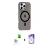 ieg™ iPhone 16 Pro Max Kılıf Pusula Form Özel Seri - Siyah Bilvis 5in1 3D Magic Cam Ekran Koruyucu + Raze Metal Kamera Lens - BZ