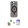 ieg™ iPhone 16 Pro Max Kılıf Pusula Form Özel Seri - Siyah Bilvis 5in1 3D Magic Cam Ekran Koruyucu + Raze Metal Kamera Lens - CLTM