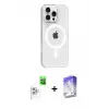 ieg™ iPhone 16 Pro Max Kılıf Pusula Form Özel Seri - Siyah Bilvis 5in1 3D Magic Cam Ekran Koruyucu + Raze Metal Kamera Lens - BZ