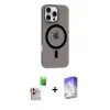 ieg™ iPhone 16 Pro Max Kılıf Pusula Form Özel Seri - Siyah Bilvis 5in1 3D Magic Cam Ekran Koruyucu + Raze Metal Kamera Lens - NLGY