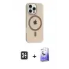 ieg™ iPhone 16 Pro Max Kılıf Pusula Form Özel Seri - Siyah Bilvis 5in1 5D Magic Hayalet Cam Ekran Koruyucu + PVD Metal Kamera Lens - SH