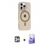 ieg™ iPhone 16 Pro Max Kılıf Pusula Form Özel Seri - Siyah Bilvis 5in1 5D Magic Hayalet Cam Ekran Koruyucu + PVD Metal Kamera Lens - GS