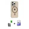 ieg™ iPhone 16 Pro Max Kılıf Pusula Form Özel Seri - Siyah Bilvis 5in1 5D Magic Hayalet Cam Ekran Koruyucu + Raze Metal Kamera Lens - SH
