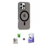 ieg™ iPhone 16 Pro Max Kılıf Pusula Form Özel Seri - Siyah Bilvis 5in1 5D Magic Hayalet Cam Ekran Koruyucu + Raze Metal Kamera Lens - NLGY