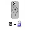 ieg™ iPhone 16 Pro Max Kılıf Pusula Form Özel Seri - Siyah Bilvis 5in1 5D Magic Hayalet Cam Ekran Koruyucu + PVD Metal Kamera Lens - GS