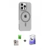 ieg™ iPhone 16 Pro Max Kılıf Pusula Form Özel Seri - Siyah Bilvis 5in1 5D Magic Hayalet Cam Ekran Koruyucu + Raze Metal Kamera Lens - NLGY