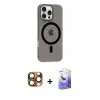 ieg™ iPhone 16 Pro Max Kılıf Pusula Form Özel Seri - Siyah Bilvis 5in1 5D Magic Hayalet Cam Ekran Koruyucu + Pers Alüminyum Kamera Lens - CLTM