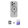 ieg™ iPhone 16 Pro Max Kılıf Pusula Form Özel Seri - Siyah Bilvis 5in1 5D Magic Hayalet Cam Ekran Koruyucu + PVD Metal Kamera Lens - GD