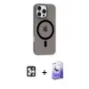 ieg™ iPhone 16 Pro Max Kılıf Pusula Form Özel Seri - Siyah Bilvis 5in1 5D Magic Hayalet Cam Ekran Koruyucu + PVD Metal Kamera Lens - GS