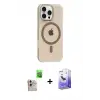 ieg™ iPhone 16 Pro Max Kılıf Pusula Form Özel Seri - Siyah Bilvis 5in1 5D Magic Hayalet Cam Ekran Koruyucu + Raze Metal Kamera Lens - NLGY