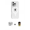 ieg™ iPhone 16 Pro Max Kılıf Pusula Form Özel Seri - Siyah Buffer Cam Ekran Koruyucu + Pers Alüminyum Kamera Lens - GS